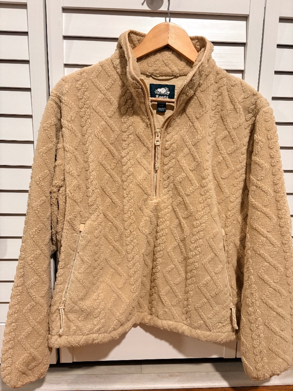 ROOTS Cable Shearling Fleece Quarter Zip